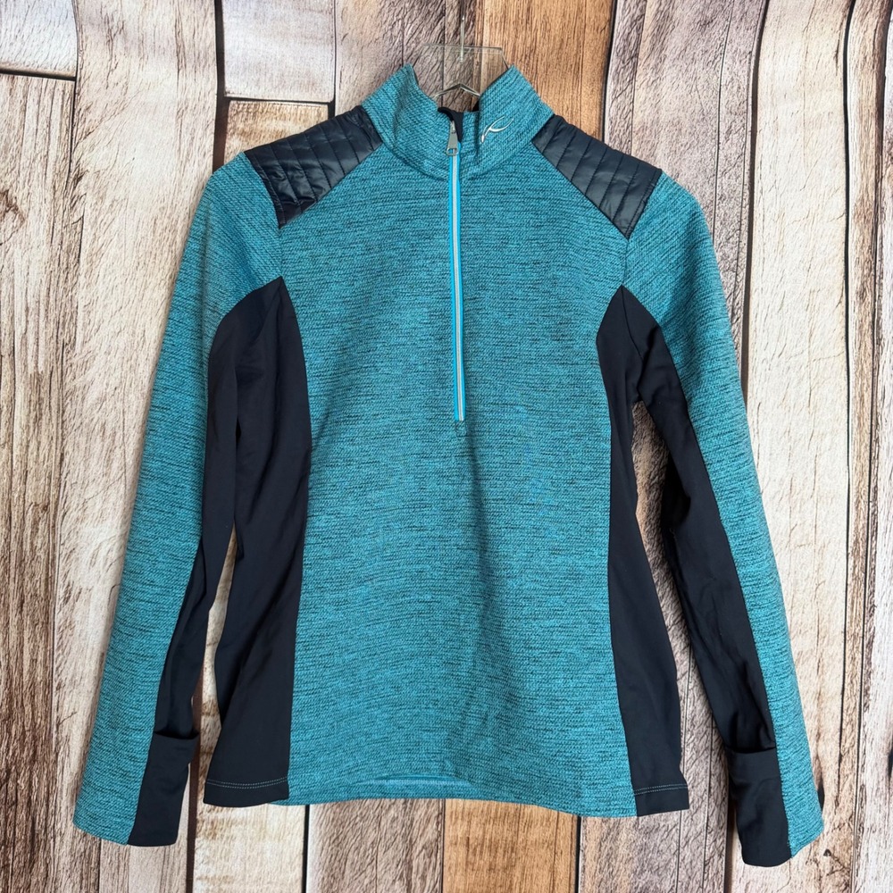 KJUS Forun Midlayer‎ Half Zip Performance Ski Golf Teal Pullover Womens Medium